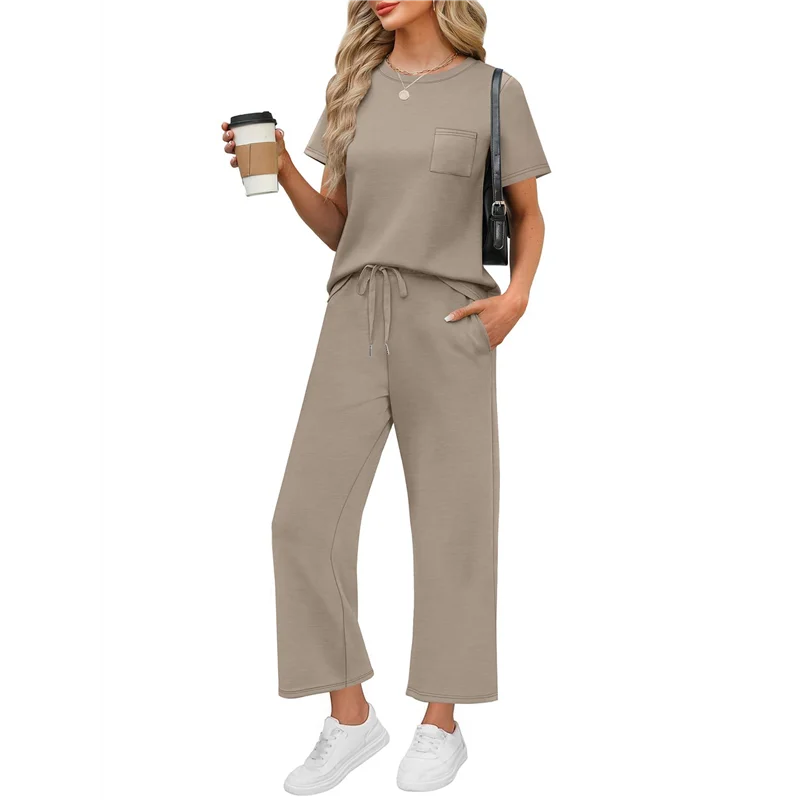 ABRT-Женская одежда для отдыха и путешествий, отпуска, костюм из двух предметов, повседневный костюм с широкими брюками и короткими рукавами
ABRT-Женская одежда для отдыха и путешествий, отпуска, костюм из двух предметов, повседневный костюм с широкими брюками и короткими рукавами