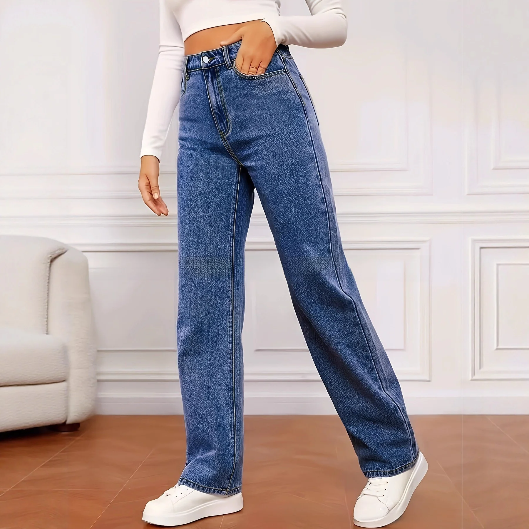 High Waist Slim Fit Straight Leg Jeans Women's Faion Spring Cotton Denim Pants Classic Sle Non-Stretch High Waist
High Waist Slim Fit Straight Leg Jeans Women's Faion Spring Cotton Denim Pants Classic Sle Non-Stretch High Waist