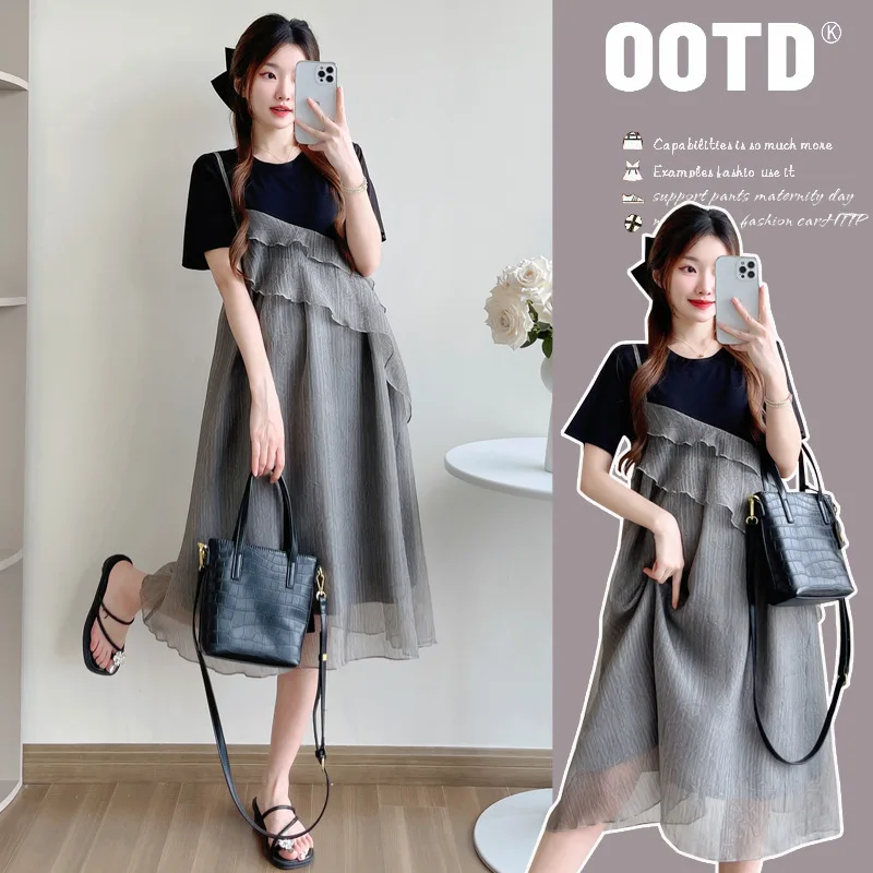 Maternity Dress Summer 2026 Fashion Minimalist Patchwork Ruffle Dress for Pregnant Women A Line Loose Comfortable
Maternity Dress Summer 2026 Fashion Minimalist Patchwork Ruffle Dress for Pregnant Women A Line Loose Comfortable