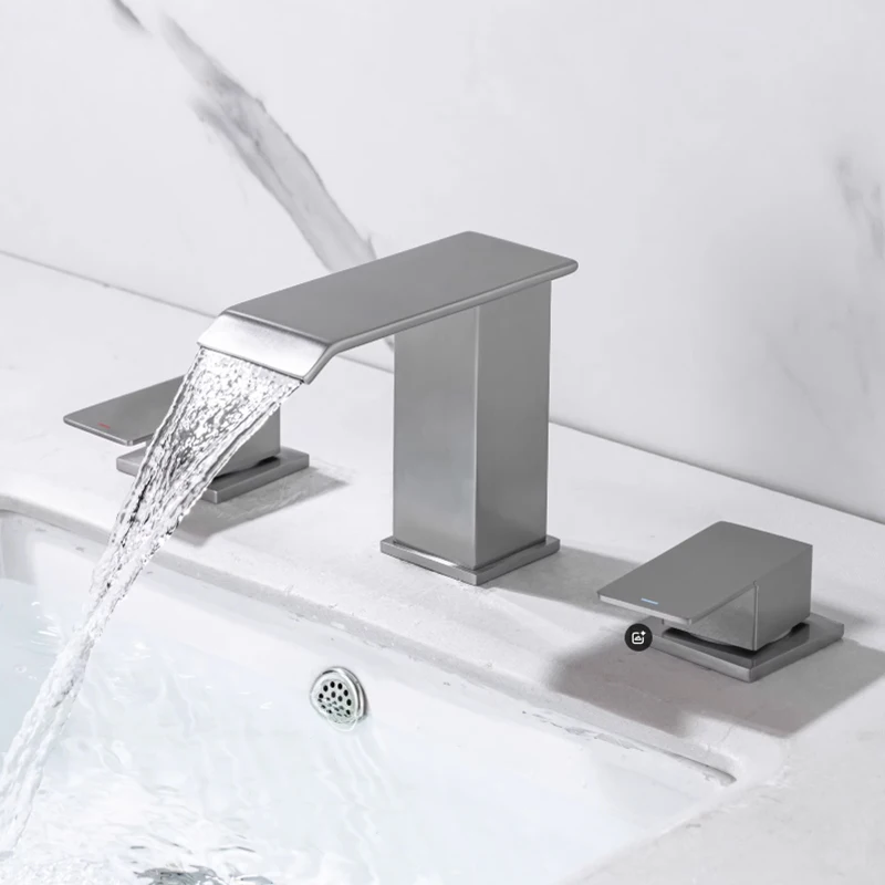 8 Inch Waterfall Bathroom Faucet Deck Mount Three Hole RV Vanity Sink Faucets Dual Handle Hot Cold Mixer Tap Brushed
8 Inch Waterfall Bathroom Faucet Deck Mount Three Hole RV Vanity Sink Faucets Dual Handle Hot Cold Mixer Tap Brushed