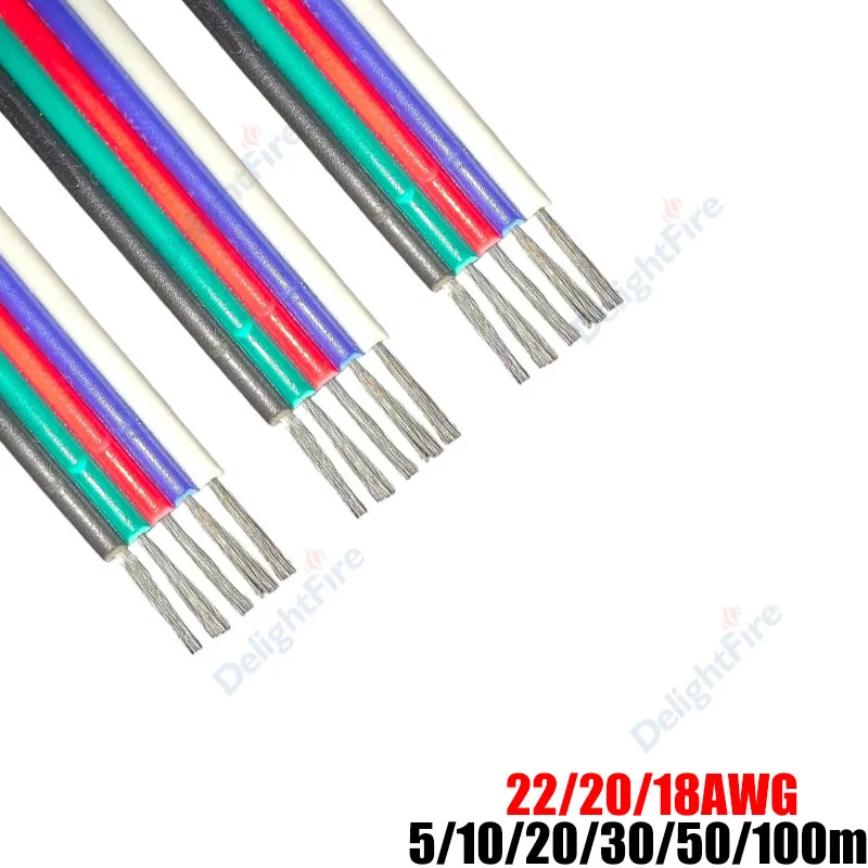 5PIN LED Cable Electrical Wire 22/20/18AWG 5/10/20/30/50/100m Flexible LED Extension Wires For 3528 5050 RGBW LED Strip Light
5PIN LED Cable Electrical Wire 22/20/18AWG 5/10/20/30/50/100m Flexible LED Extension Wires For 3528 5050 RGBW LED Strip Light