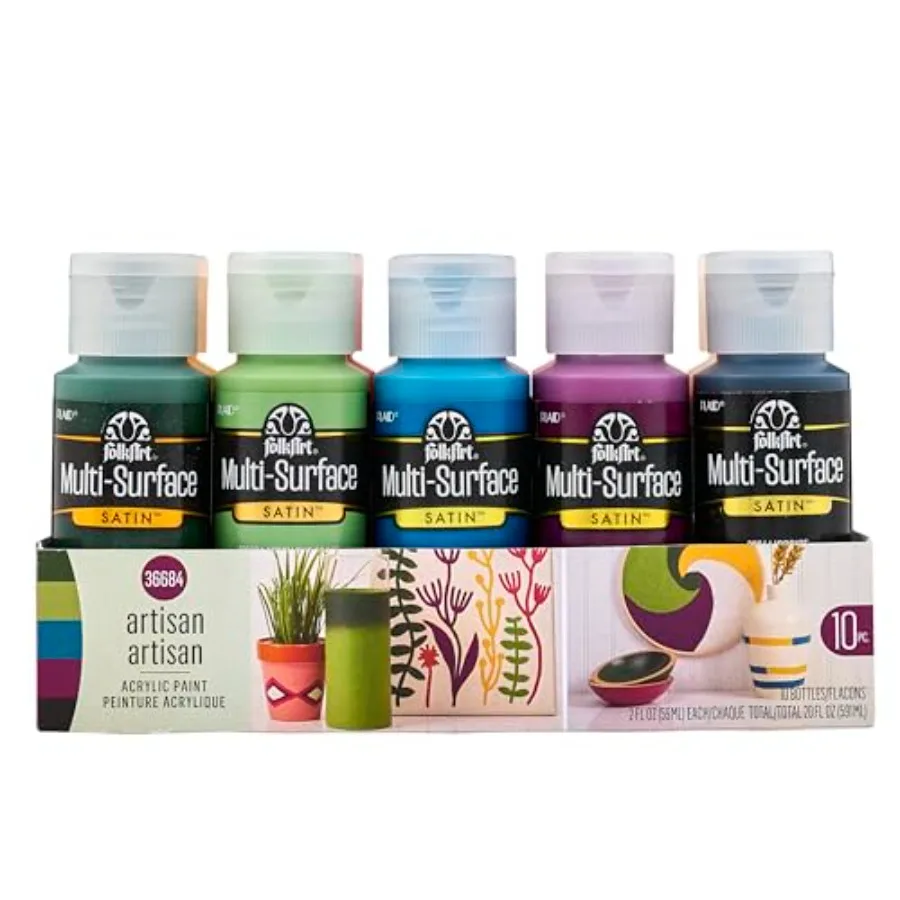 , Artisan, Multi-Surface Acrylic Craft Paint Set, 10 Piece, Satin Finish Colors, Perfect for DIY Arts and Crafts Projects
, Artisan, Multi-Surface Acrylic Craft Paint Set, 10 Piece, Satin Finish Colors, Perfect for DIY Arts and Crafts Projects