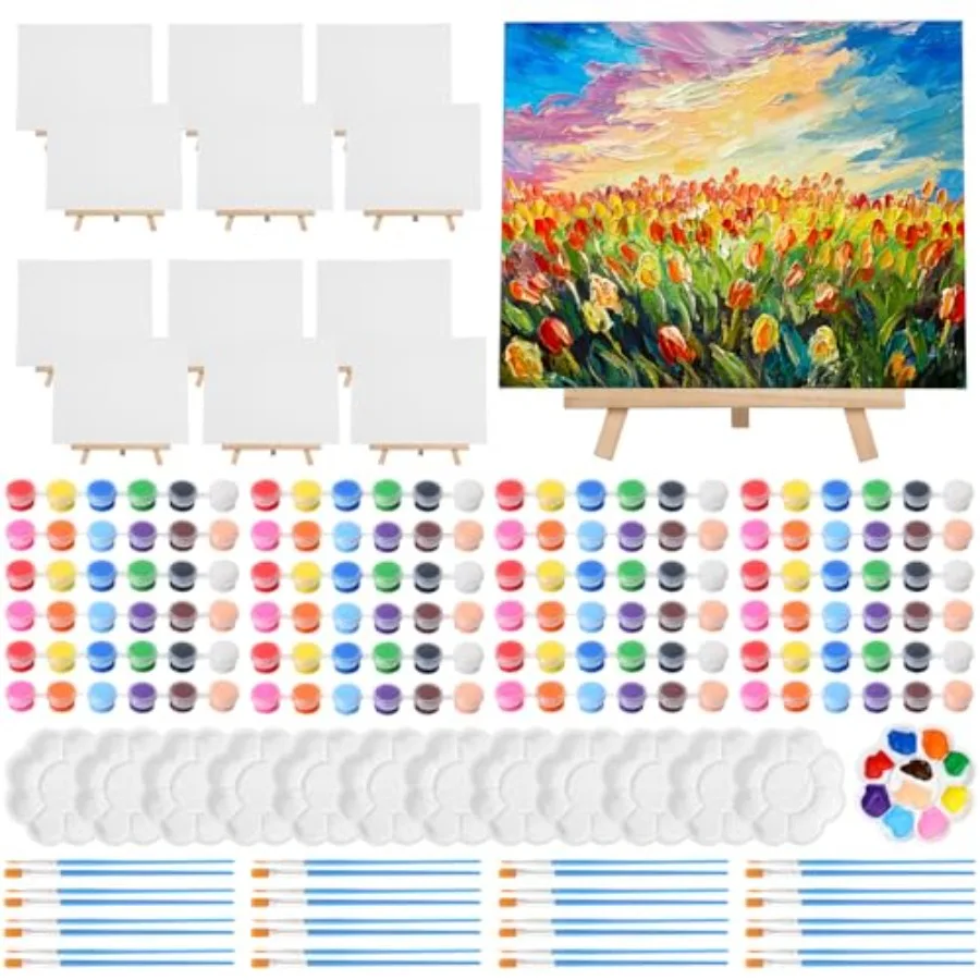 12 Set Canvas Patg Kit, Mi Canvas with Wooden Easels Acrylic Pats Strips, Brushes, Palette, Art Set for Acrylic Oil Watercolor
12 Set Canvas Patg Kit, Mi Canvas with Wooden Easels Acrylic Pats Strips, Brushes, Palette, Art Set for Acrylic Oil Watercolor