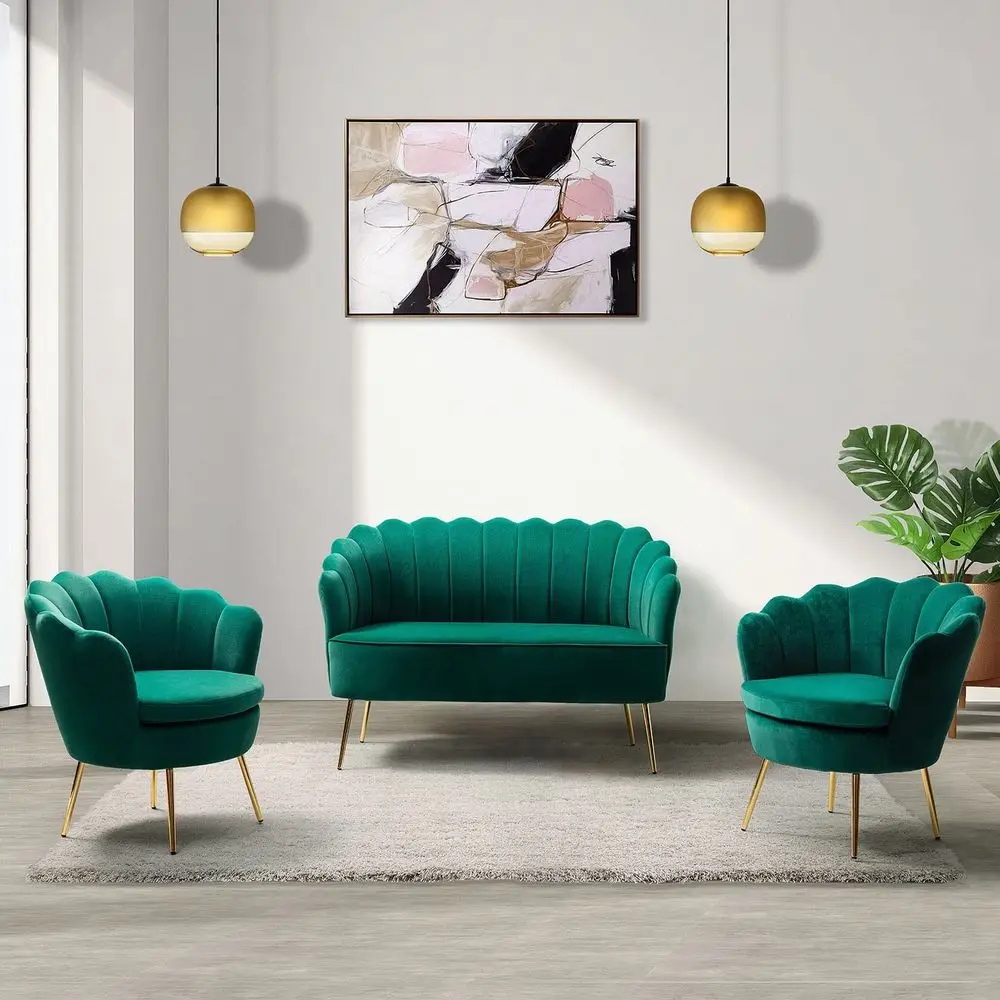 3 Piece Velvet Living Room Furniture Set, Including Loveseat amp 2 Sofa Chairs, Modern Comfy Upholstered 2Seater Sofa amp Accen
3 Piece Velvet Living Room Furniture Set, Including Loveseat amp 2 Sofa Chairs, Modern Comfy Upholstered 2Seater Sofa amp Accen