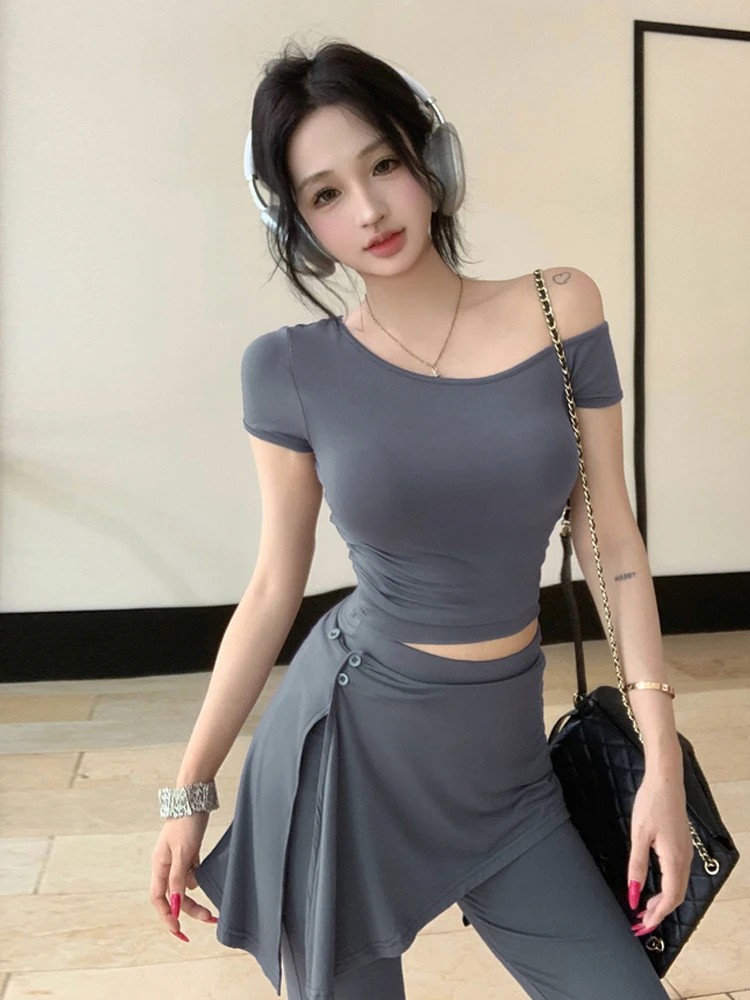 Sexy Sweet Cool Short Sleeve T-Shirt High Waist Slimming Flared Pants Casual Three Piece Set for Young Women Cotton Summer Ou...
Sexy Sweet Cool Short Sleeve T-Shirt High Waist Slimming Flared Pants Casual Three Piece Set for Young Women Cotton Summer Ou...