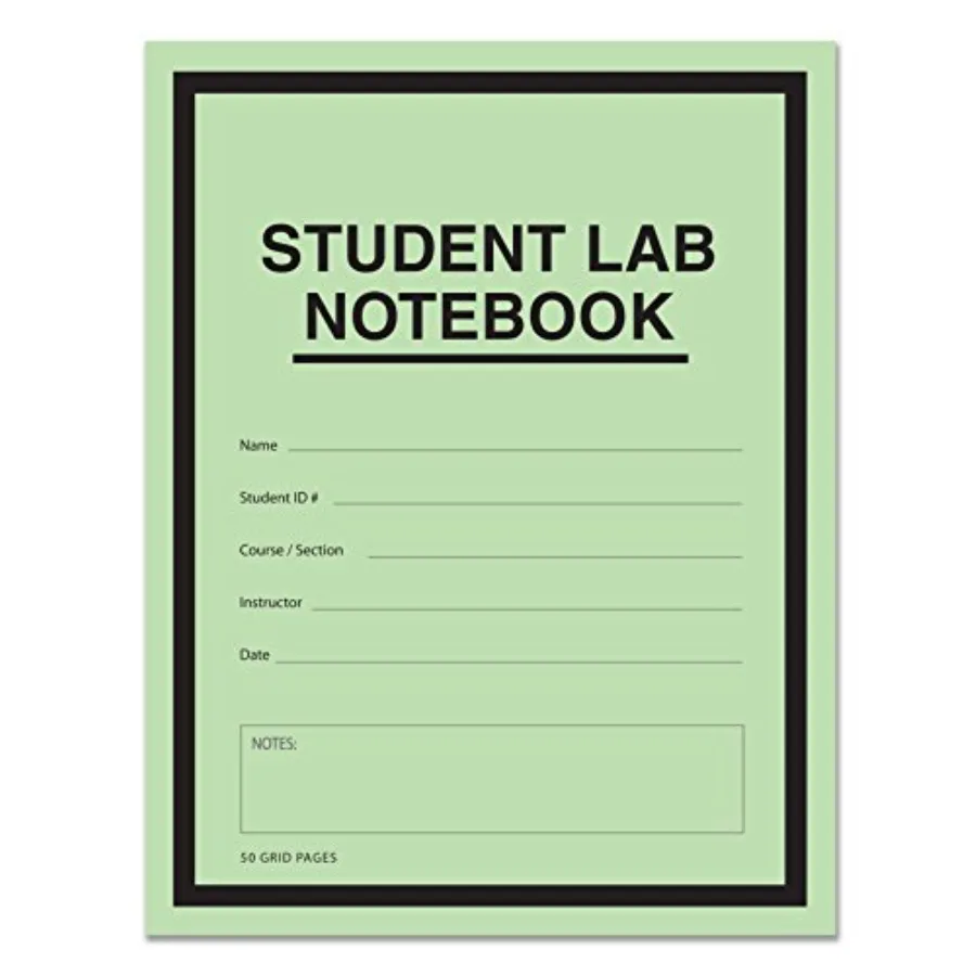Student Lab Notebook Scientific Grid Format 8.5'' x 11'' - 50 Pages (25 Pack) Saddle-Stitched - Green Cover (Made in USA
Student Lab Notebook Scientific Grid Format 8.5'' x 11'' - 50 Pages (25 Pack) Saddle-Stitched - Green Cover (Made in USA