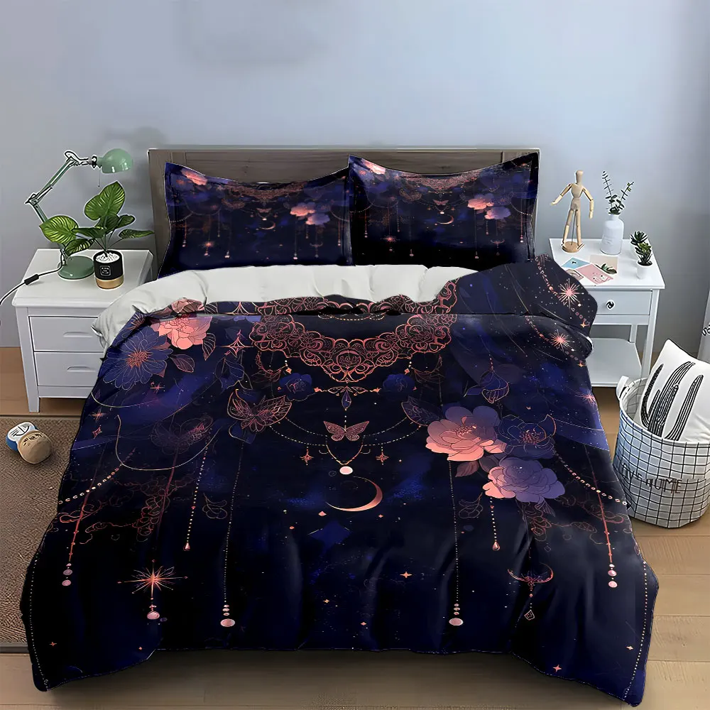 "Floral Moonlit Decor Set" Bedding Set with 1 Duvet Cover 2 Pillowcases Single Double King Queen, Gift
"Floral Moonlit Decor Set" Bedding Set with 1 Duvet Cover 2 Pillowcases Single Double King Queen, Gift