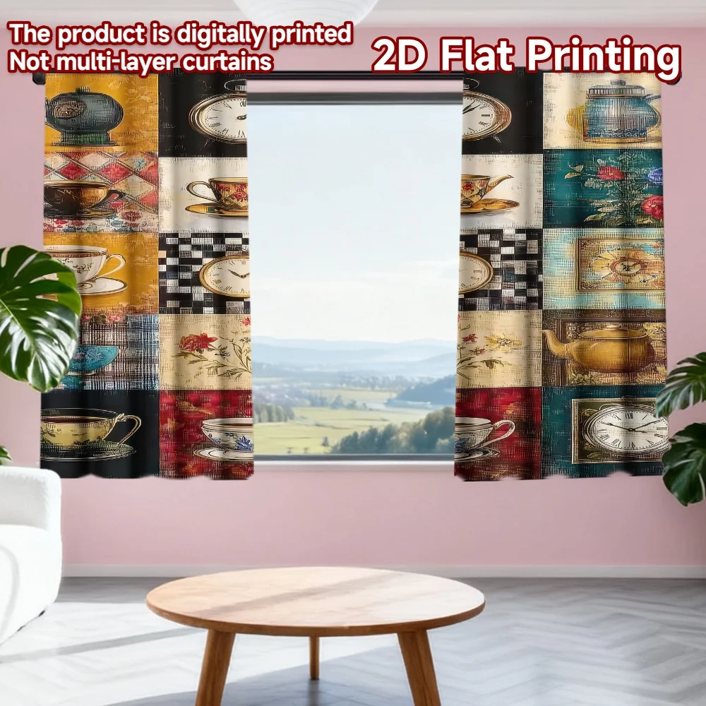 2D flat printing 2pcs Drapes Tea and Clocks Collage Digital Printed Polyester Drapes Family Party Decoration Perfect for Event
2D flat printing 2pcs Drapes Tea and Clocks Collage Digital Printed Polyester Drapes Family Party Decoration Perfect for Event