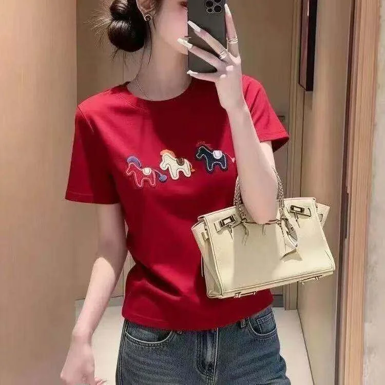 Fashionable round Neck Short Sleeve T-Shirt Women's Pure Color Base Shirt Design Sensation Shoulder Spring Summer Ladies' Ins
Fashionable round Neck Short Sleeve T-Shirt Women's Pure Color Base Shirt Design Sensation Shoulder Spring Summer Ladies' Ins