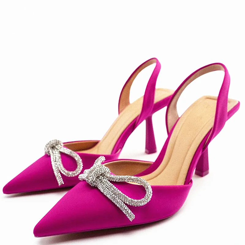 2023 New Summer Woman Sandals Sparkly Bow Heels Fashion Pointed Toes Sandals Elegant Slingback Crystal Female Party Pumps Ladies
2023 New Summer Woman Sandals Sparkly Bow Heels Fashion Pointed Toes Sandals Elegant Slingback Crystal Female Party Pumps Ladies