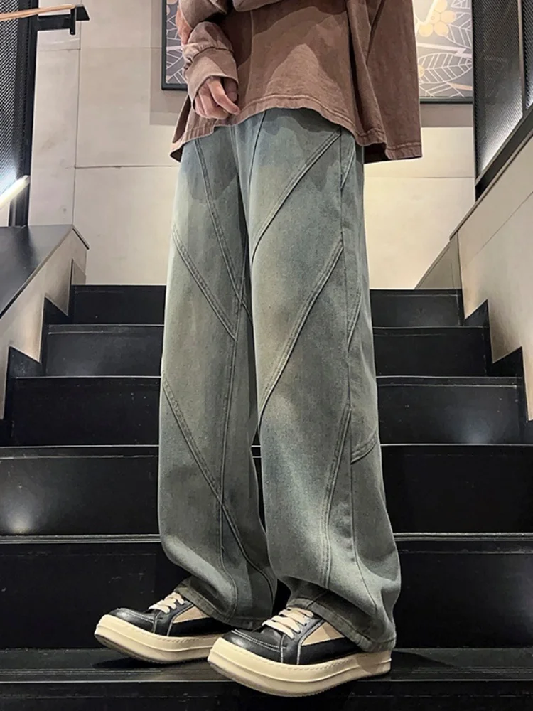 American Sle Spliced Men's Jeans Drapey Wide Leg Straight Cut Loose Fit Autumn New Faion Youthful Wear Resistant
American Sle Spliced Men's Jeans Drapey Wide Leg Straight Cut Loose Fit Autumn New Faion Youthful Wear Resistant