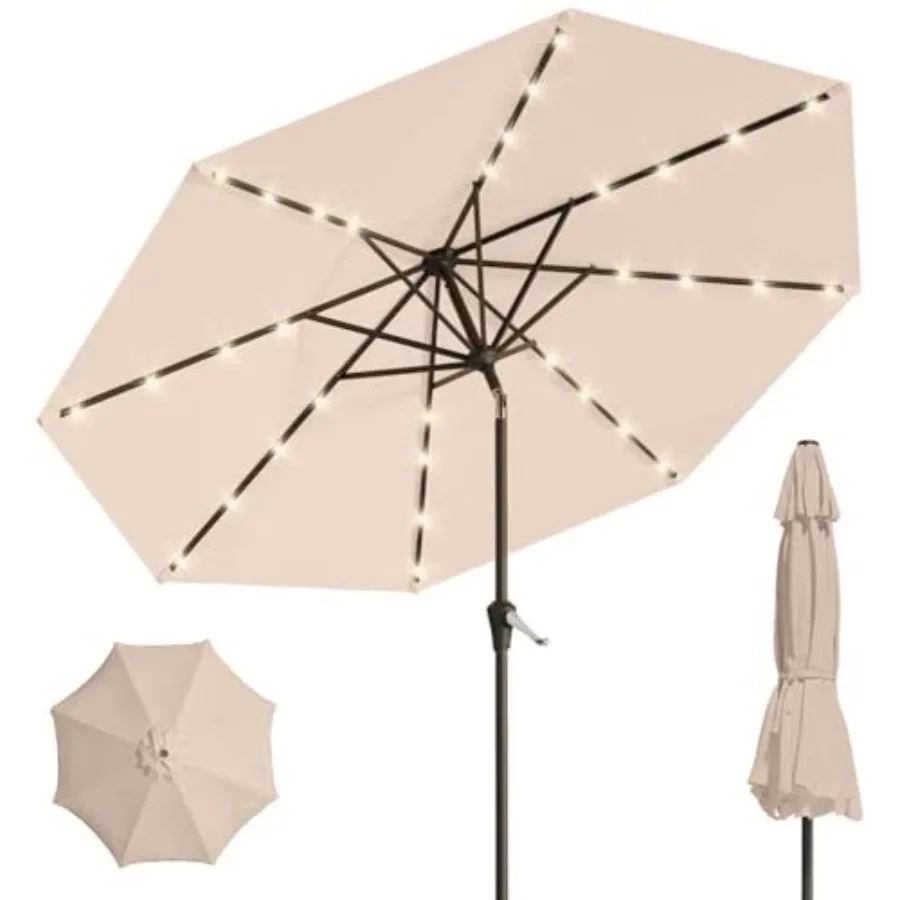 9' Solar LED Patio Umbrella with Tilt and Crank 8 Sturdy Ribs, UV Protection, Outdoor Market Table Umbrella for Deck, Lawn, Poo
9' Solar LED Patio Umbrella with Tilt and Crank 8 Sturdy Ribs, UV Protection, Outdoor Market Table Umbrella for Deck, Lawn, Poo