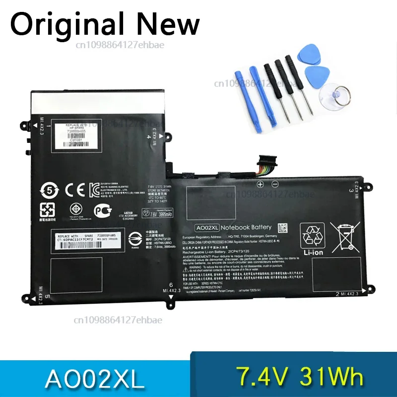 NEW Original Battery AO02XL HSTNN-C78C For HP ElitePad 1000 G2 HSTNN-LB5O 728250 -1C1 728558 -005 728250 -421 A002XL 7.4V 31Wh
NEW Original Battery AO02XL HSTNN-C78C For HP ElitePad 1000 G2 HSTNN-LB5O 728250 -1C1 728558 -005 728250 -421 A002XL 7.4V 31Wh