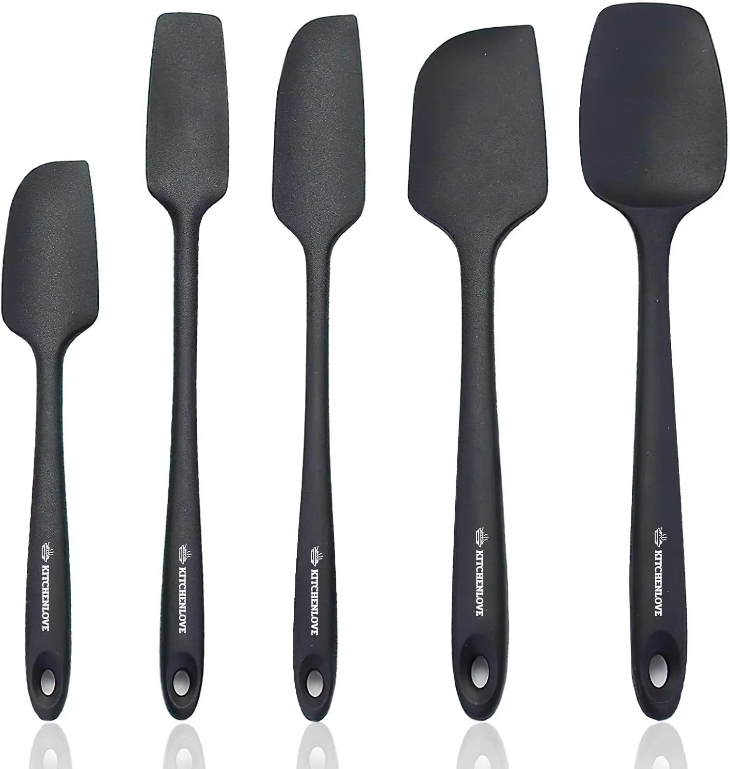 600°F Heat Resistant 5 Piece Silicone Spatula Set for Baking, Cooking, Mixing - Non-Stick with Steel Core, Seamless Design, BPA Free (Black)
600°F Heat Resistant 5 Piece Silicone Spatula Set for Baking, Cooking, Mixing - Non-Stick with Steel Core, Seamless Design, BPA Free (Black)