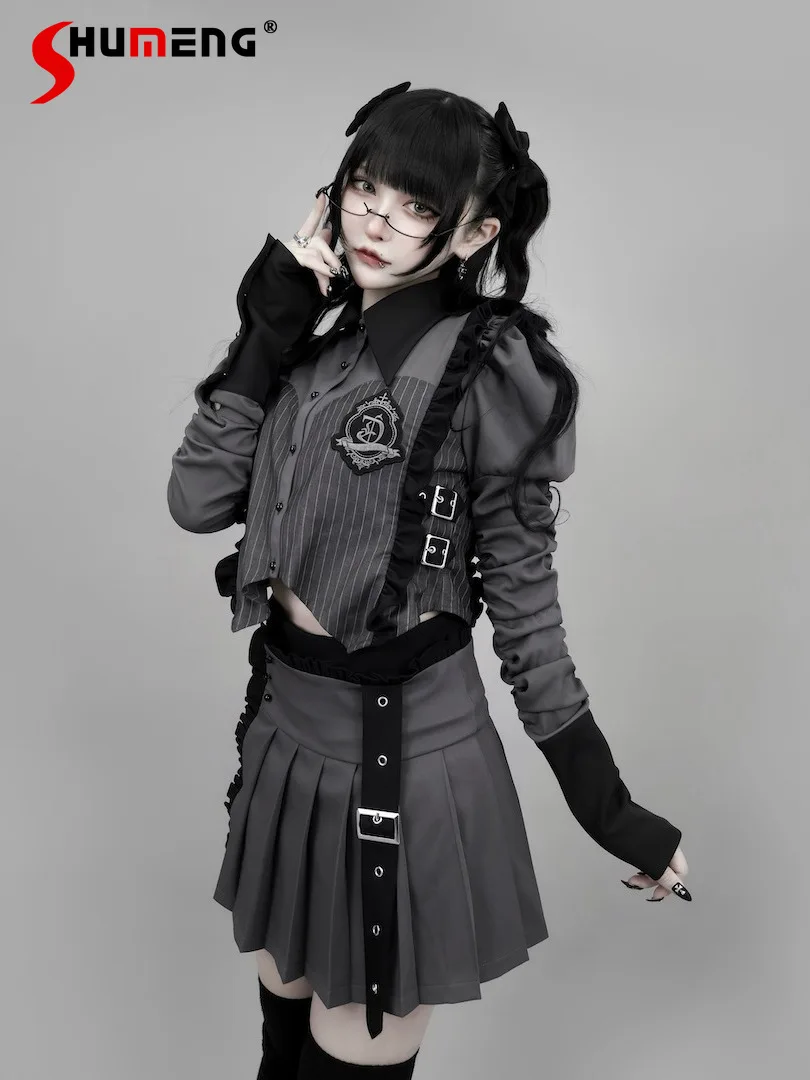 Subculture Gothic Long Sleeve Shirt + Skirt 2-piece Set Spring Women Slim-Fit Harajuku Aesthetic Clothes College Style Outifits
Subculture Gothic Long Sleeve Shirt + Skirt 2-piece Set Spring Women Slim-Fit Harajuku Aesthetic Clothes College Style Outifits