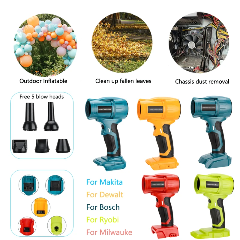 96000RPM Portable Violent Wireless FanFor Makita/Dewalt/Milwaukee/Bosch/Ryobi 18/20V Battery Adjustable fan Jet Turbo Blower
96000RPM Portable Violent Wireless FanFor Makita/Dewalt/Milwaukee/Bosch/Ryobi 18/20V Battery Adjustable fan Jet Turbo Blower