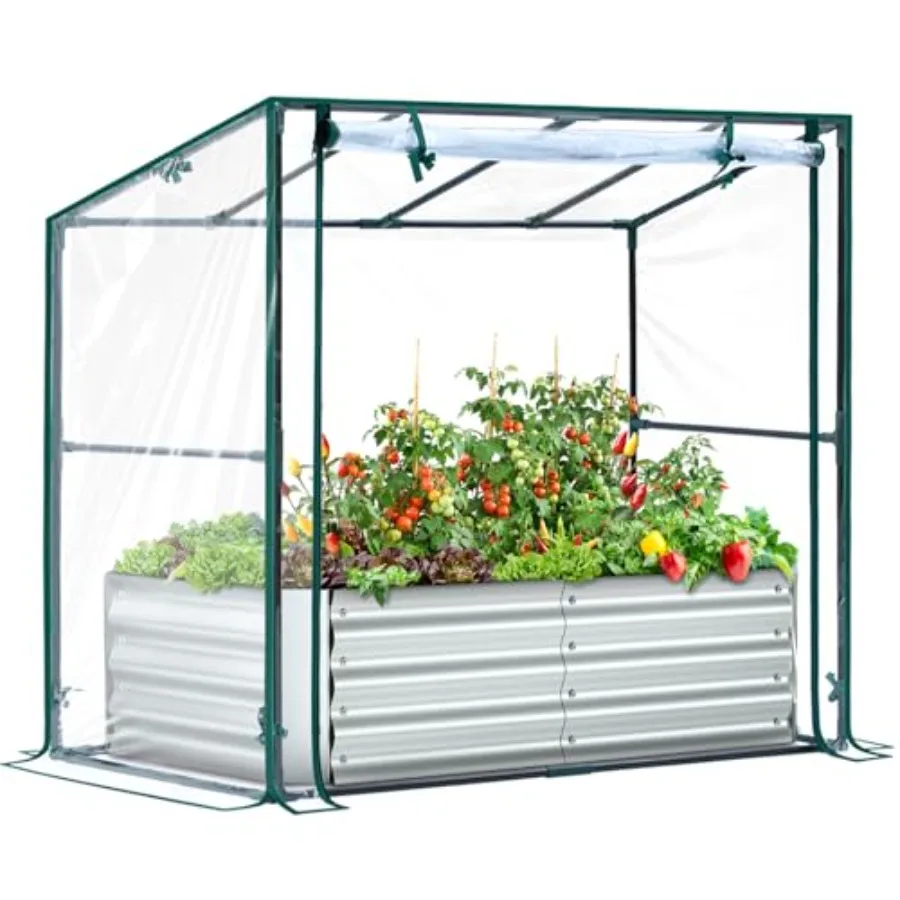 Raised Garden Bed with Cover Outdoor, Galvanized Metal Planter Box with PVC Greenhouse Cover, Protects Plants from Frost Birds
Raised Garden Bed with Cover Outdoor, Galvanized Metal Planter Box with PVC Greenhouse Cover, Protects Plants from Frost Birds