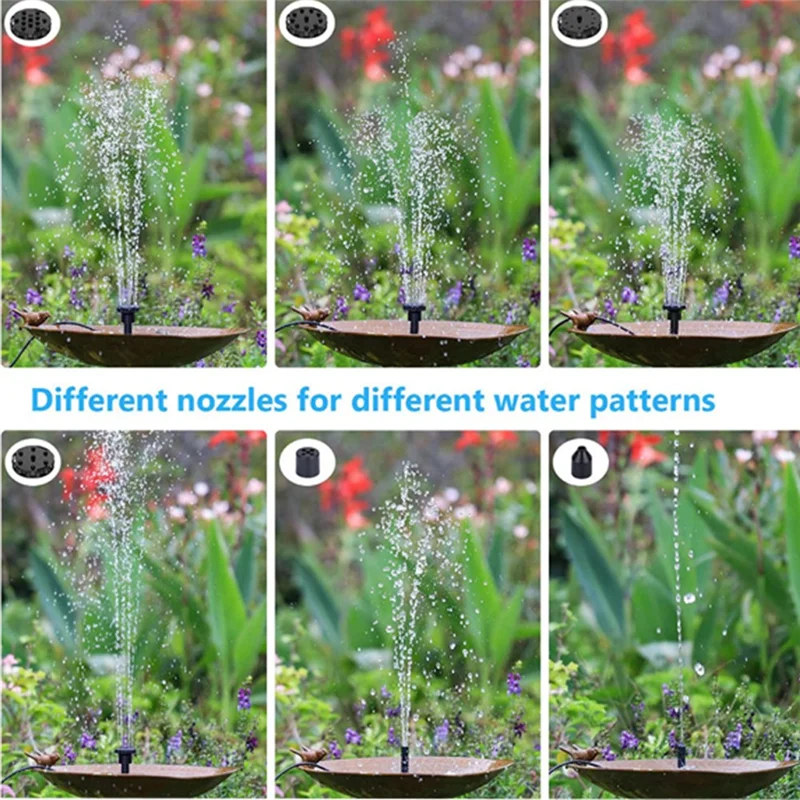 KB-5W Solar Fountain Power Pump With 6 Nozzles For Bird Bath Fish Tank Pond Or Garden Decoration Accessories Parts Kit
KB-5W Solar Fountain Power Pump With 6 Nozzles For Bird Bath Fish Tank Pond Or Garden Decoration Accessories Parts Kit