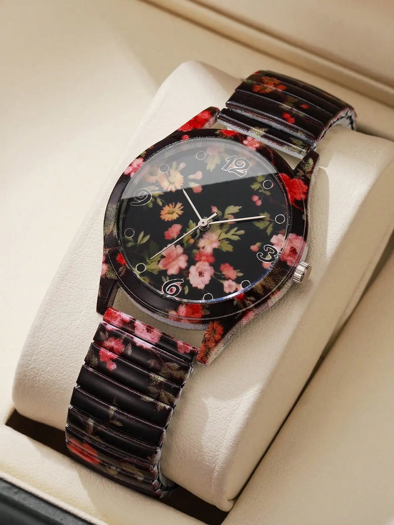 Женские кварцевые часы с цветочным принтом и эластичным ремешком, повседневный стиль
Женские кварцевые часы с цветочным принтом и эластичным ремешком, повседневный стиль