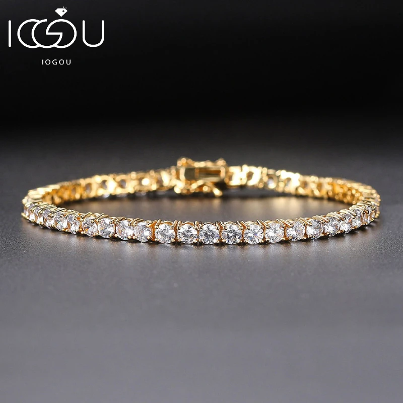 IOGOU 3mm D Color Full Moissanite Tennis Bracelets Solid 925 Sterling Silver for Men Women Bracelet Jewelry Gift 18K Gold Plated
IOGOU 3mm D Color Full Moissanite Tennis Bracelets Solid 925 Sterling Silver for Men Women Bracelet Jewelry Gift 18K Gold Plated