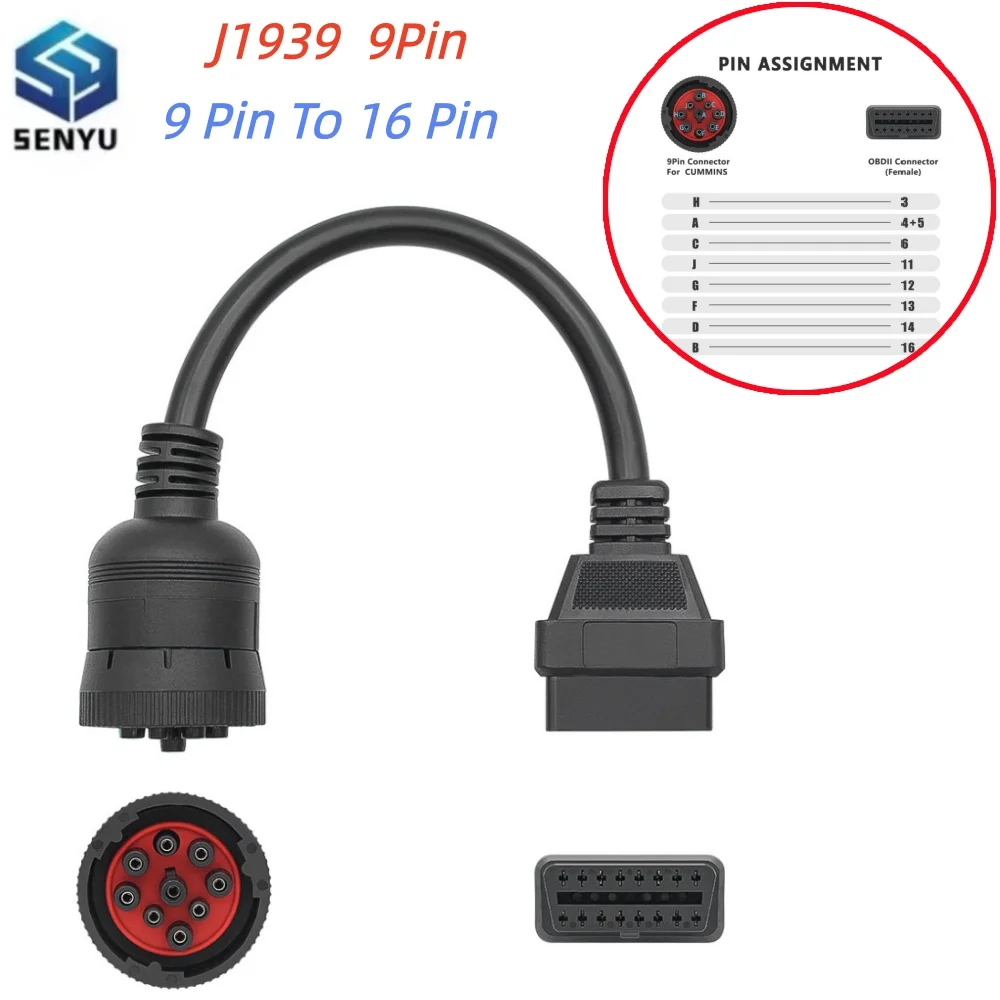 9 Pin To 16 Pin Truck Cable J1939 9 Pin To OBDII OBD2 Male Female Diagnosctic Tool Adapter Connector For DEUTSCH Cummins Deutsch
9 Pin To 16 Pin Truck Cable J1939 9 Pin To OBDII OBD2 Male Female Diagnosctic Tool Adapter Connector For DEUTSCH Cummins Deutsch