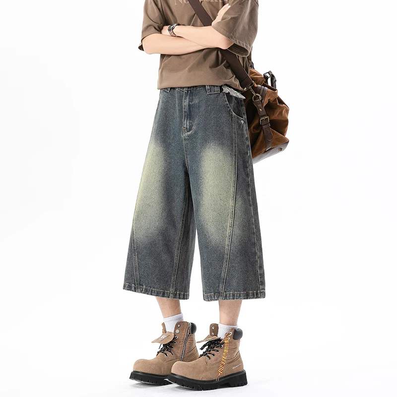 Men's Light Blue Cropped Jeans Wide Leg Denim Trousers Japanese Style Casual Loose Fit Patchwork Design Summer Pants M-XXXXXL
Men's Light Blue Cropped Jeans Wide Leg Denim Trousers Japanese Style Casual Loose Fit Patchwork Design Summer Pants M-XXXXXL