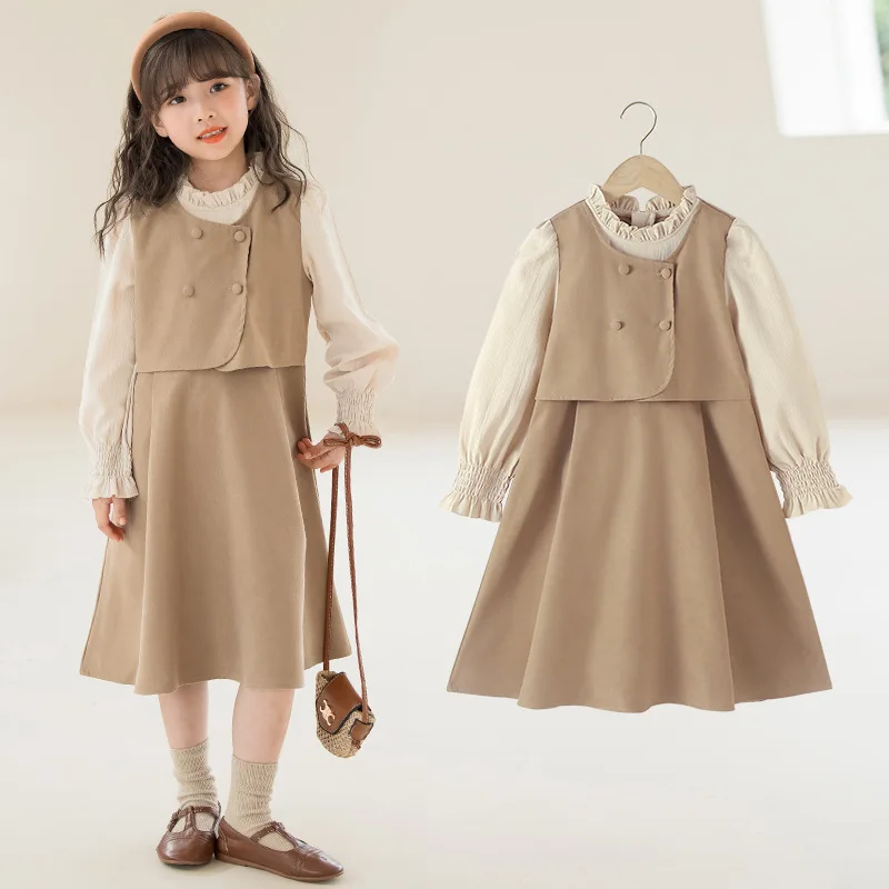 Girls' Dress for Spring and Autumn2025New Fashion Casual Women's and Big Kids' Color Block Fake Two-Piece Set Wholesale
Girls' Dress for Spring and Autumn2025New Fashion Casual Women's and Big Kids' Color Block Fake Two-Piece Set Wholesale