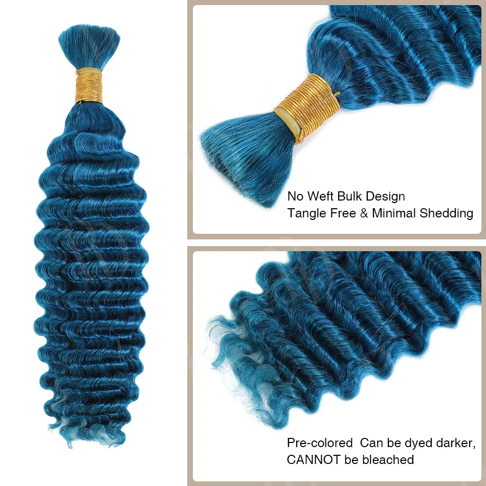 Blue Deep Wave Braiding Hair Bulk Brazilian Human Hair No Weft Wet Wavy Boho Curly Knotless Braids Cornrows Twists 100G/Bundle
Blue Deep Wave Braiding Hair Bulk Brazilian Human Hair No Weft Wet Wavy Boho Curly Knotless Braids Cornrows Twists 100G/Bundle