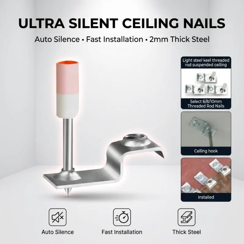 M6/M8/M10 Integrated Ceiling Nails 52mm Powder Actuated Fasteners for Concrete Fire Pipe Hanger One-Shot Drive Pins for Nail Gun
M6/M8/M10 Integrated Ceiling Nails 52mm Powder Actuated Fasteners for Concrete Fire Pipe Hanger One-Shot Drive Pins for Nail Gun