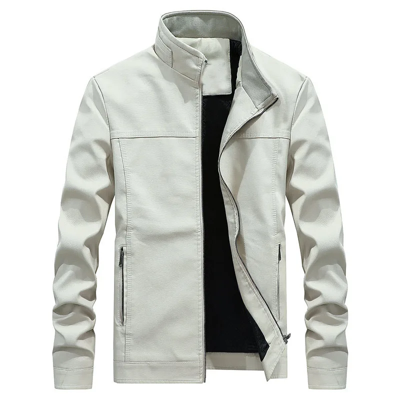 Leather Men's Standing Collar, Slim Fitting Leather Jacket, Solid Color British Casual Business Jacket, Spring And Autumn
Leather Men's Standing Collar, Slim Fitting Leather Jacket, Solid Color British Casual Business Jacket, Spring And Autumn