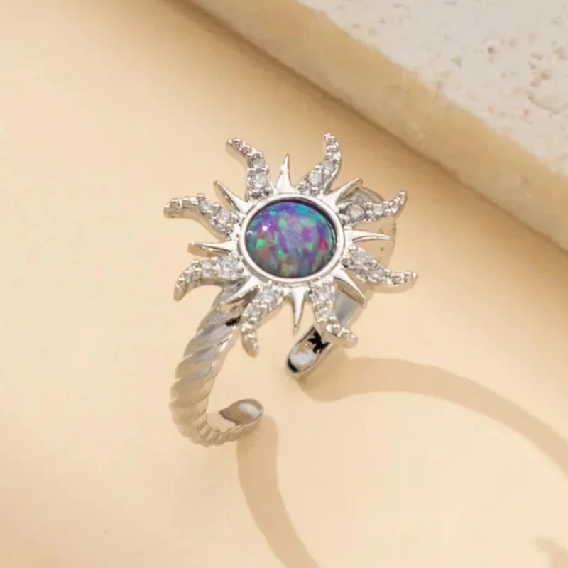 Vintage Dopamine Sun Ring Women Girls Fashion Engagement Party Jewelry Accessories Gold Plated Adjustable Opal Stone Rings Gift
Vintage Dopamine Sun Ring Women Girls Fashion Engagement Party Jewelry Accessories Gold Plated Adjustable Opal Stone Rings Gift