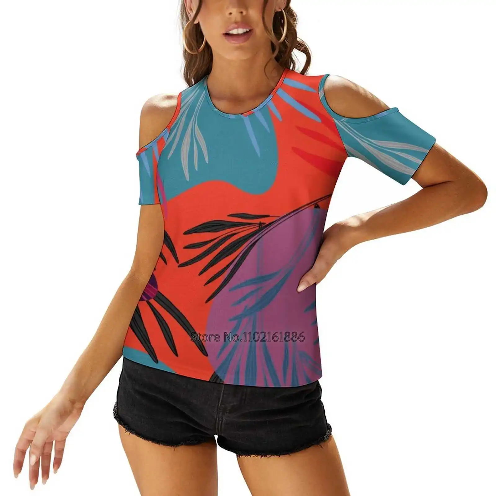 Colorful Jungle Woman Tshirts Printed Tops Zipper V-Neck Top Fashion Graphic T Shirt Palm Natural Tree Background Forest Summer
Colorful Jungle Woman Tshirts Printed Tops Zipper V-Neck Top Fashion Graphic T Shirt Palm Natural Tree Background Forest Summer