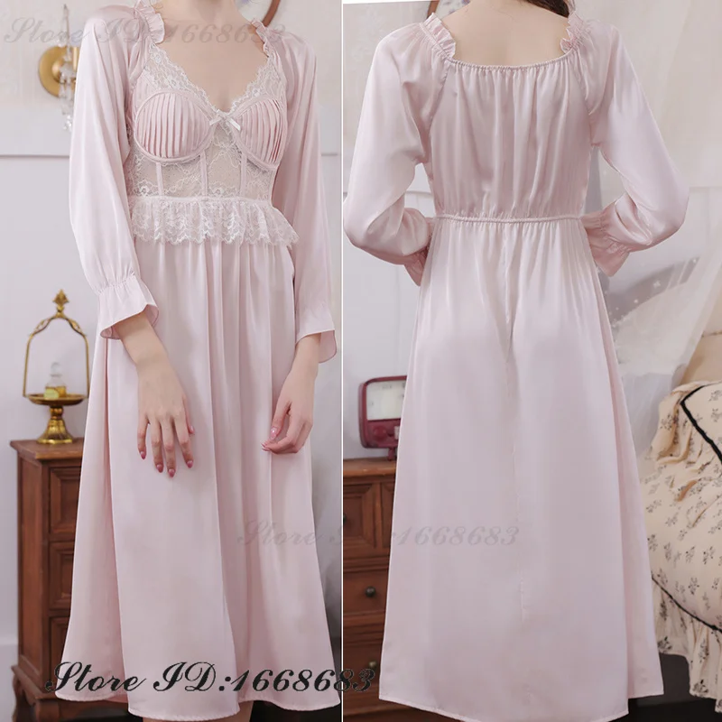 Female Long Nightgown Home Clothes Elegant French Court Style Nightdress Loungewear Spring Summer New Rayon Sleepwear Nightwear
Female Long Nightgown Home Clothes Elegant French Court Style Nightdress Loungewear Spring Summer New Rayon Sleepwear Nightwear