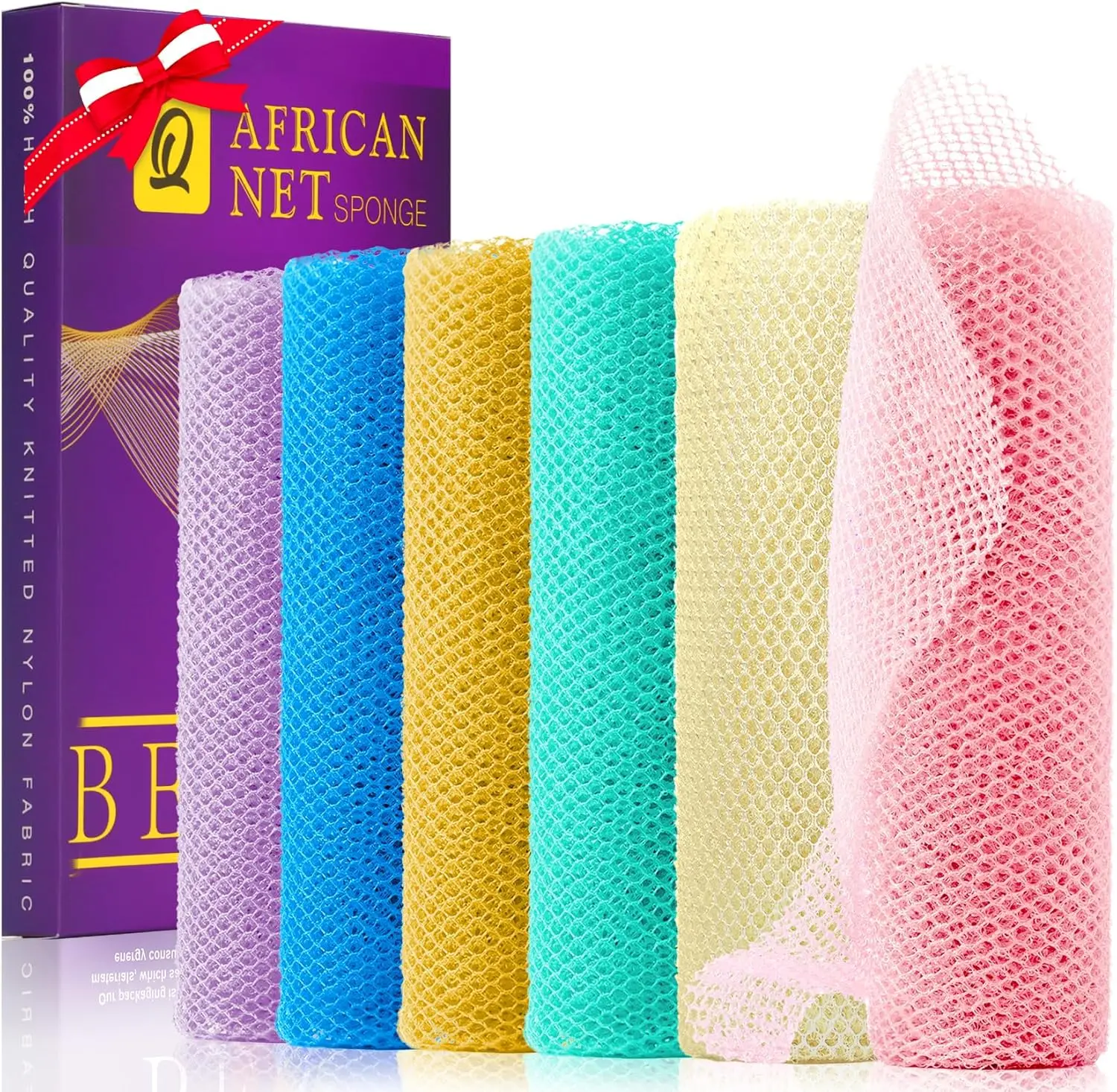 6-Piece African Net Sponge Set for Exfoliating Shower & Back Scrub, Promotes Smoother Skin in Purple-Orange
6-Piece African Net Sponge Set for Exfoliating Shower & Back Scrub, Promotes Smoother Skin in Purple-Orange