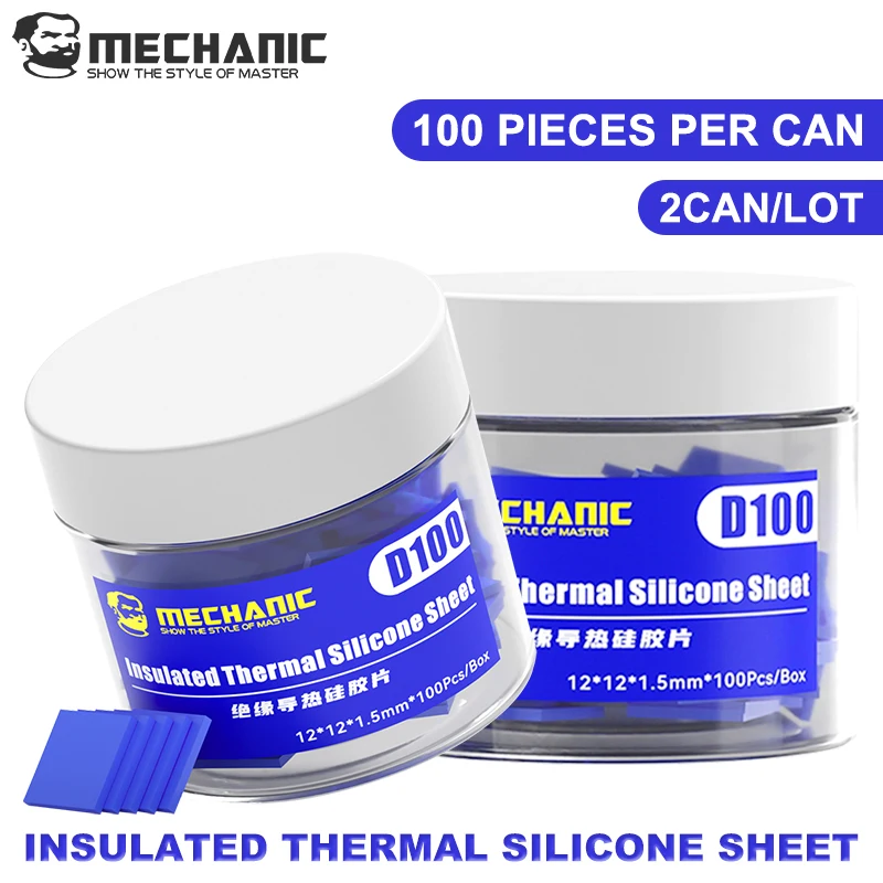 MECHANIC D100 2pcs/Lot Insulated Thermal Silicone Sheet IC Chip High Thermal Conductivity Self-adhesive for PC Phone Repair
MECHANIC D100 2pcs/Lot Insulated Thermal Silicone Sheet IC Chip High Thermal Conductivity Self-adhesive for PC Phone Repair