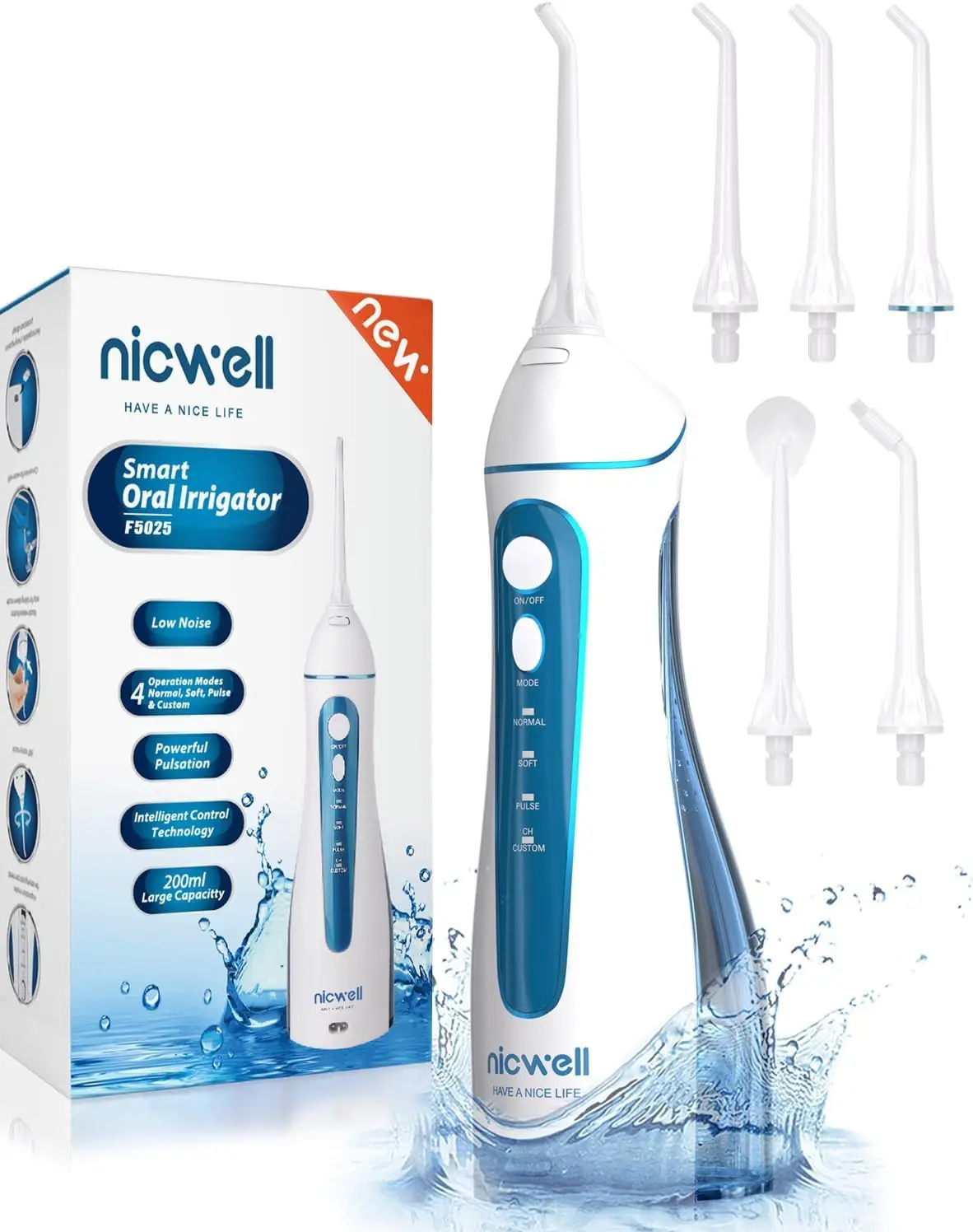 Cordless Water Dental Flosser: 4 Modes, IPX7, 30-Day Battery, Portable Oral Irrigator for Travel & Home
Cordless Water Dental Flosser: 4 Modes, IPX7, 30-Day Battery, Portable Oral Irrigator for Travel & Home
