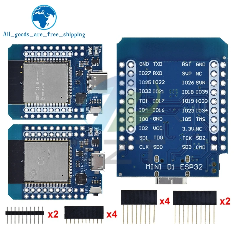 TZT для Wemos Mini D1 ESP8266 ESP32 ESP-32S WIFI Bluetooth CP2104 модуль макетной платы для Arduino с контактами
TZT для Wemos Mini D1 ESP8266 ESP32 ESP-32S WIFI Bluetooth CP2104 модуль макетной платы для Arduino с контактами