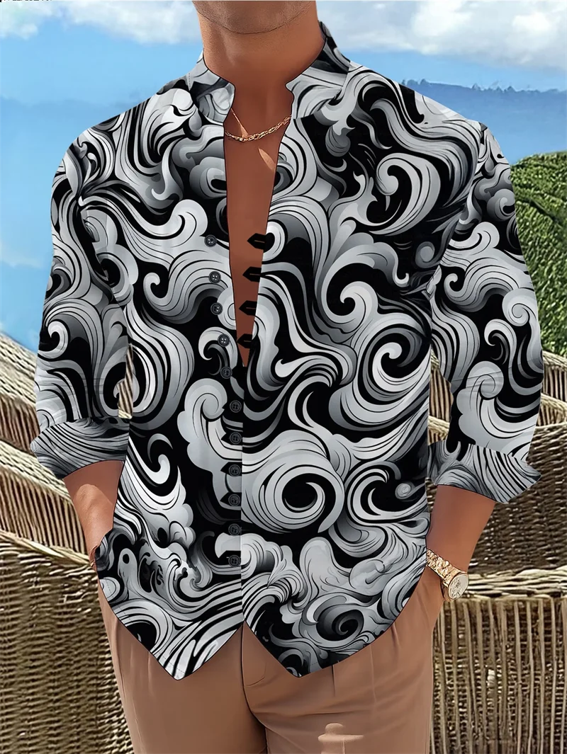 New Ethnic Style Geometric Grid men's Long Sleeved Shirt 3D Printed Stand Up Collar Buckle Casual Shirt
New Ethnic Style Geometric Grid men's Long Sleeved Shirt 3D Printed Stand Up Collar Buckle Casual Shirt