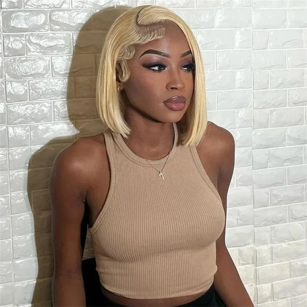 Honey Blonde Straight Short Bob Lace Front Wig Human Hair #613 HD Transparent Pre Plucked Lace Front Wig For Women 180% Density
Honey Blonde Straight Short Bob Lace Front Wig Human Hair #613 HD Transparent Pre Plucked Lace Front Wig For Women 180% Density