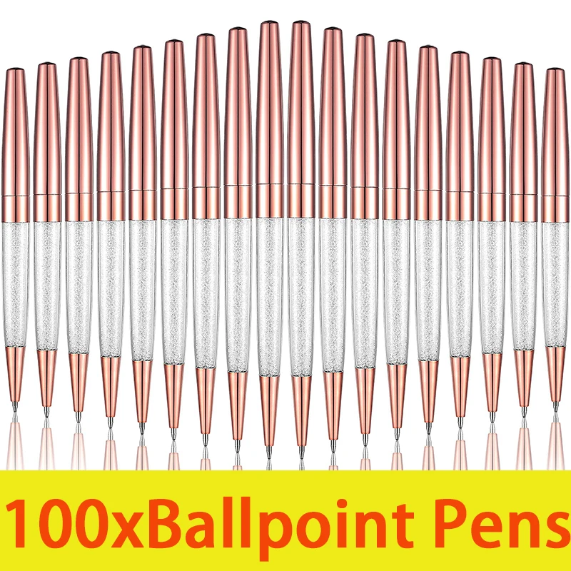 100Pcs Crystal Diamond Pen Bling Slim Ballpoint Pen with Black Ink for School Office Supplies (Rose Gold)
100Pcs Crystal Diamond Pen Bling Slim Ballpoint Pen with Black Ink for School Office Supplies (Rose Gold)