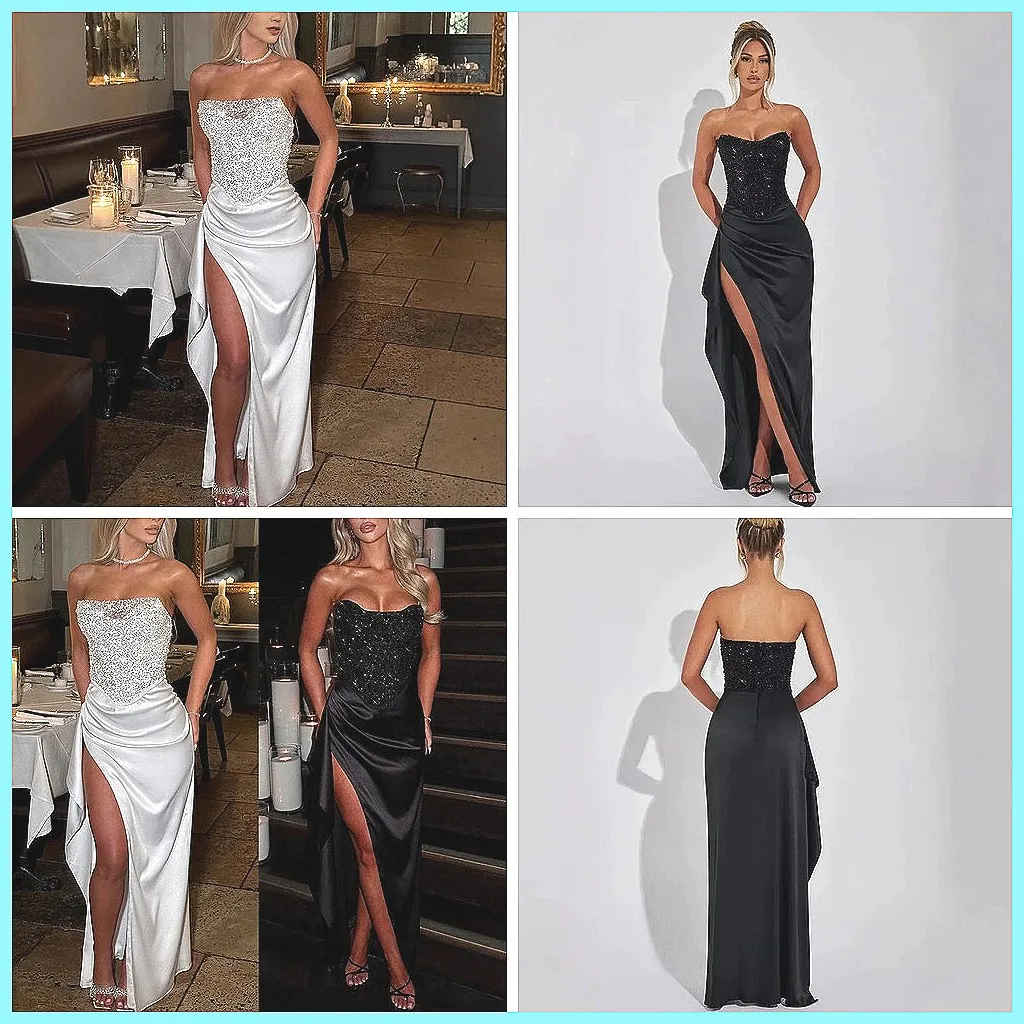 Strapless Black Bodycon Maxi Dress for Women, Backless High Split Evening Party Dress
Strapless Black Bodycon Maxi Dress for Women, Backless High Split Evening Party Dress