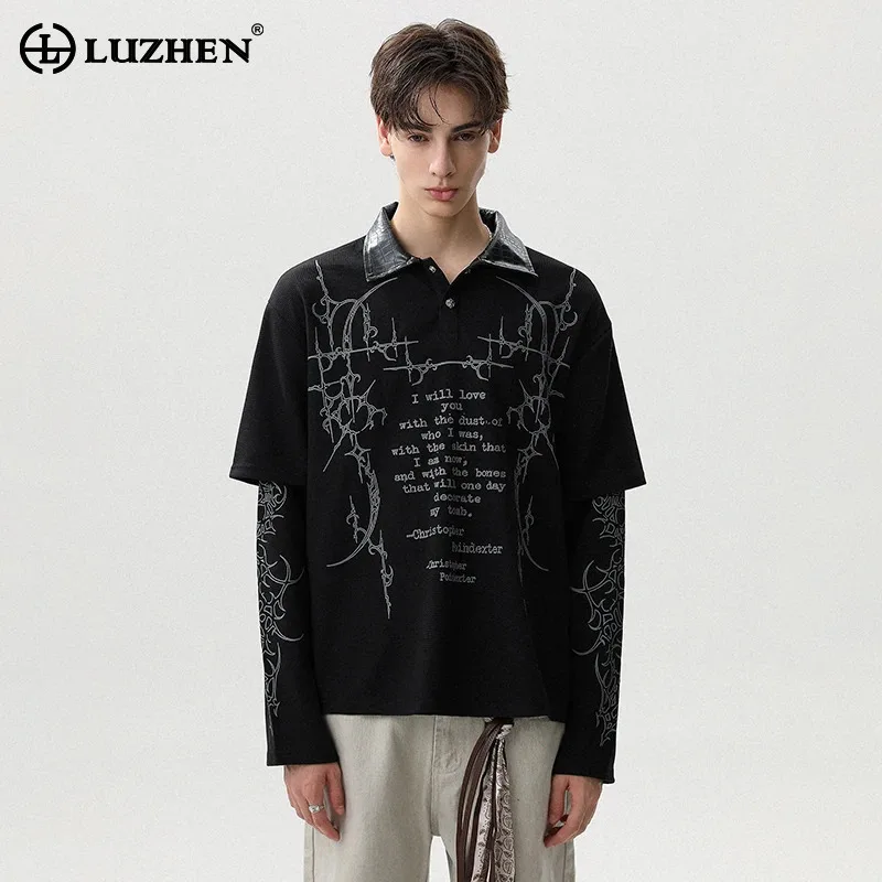 LUZHEN Fashion Niche Pattern Printed Splicing Long Sleeve Fake Two Piece Design PU Collar T Shirts Men's 2025 New Clothes JY3878
LUZHEN Fashion Niche Pattern Printed Splicing Long Sleeve Fake Two Piece Design PU Collar T Shirts Men's 2025 New Clothes JY3878