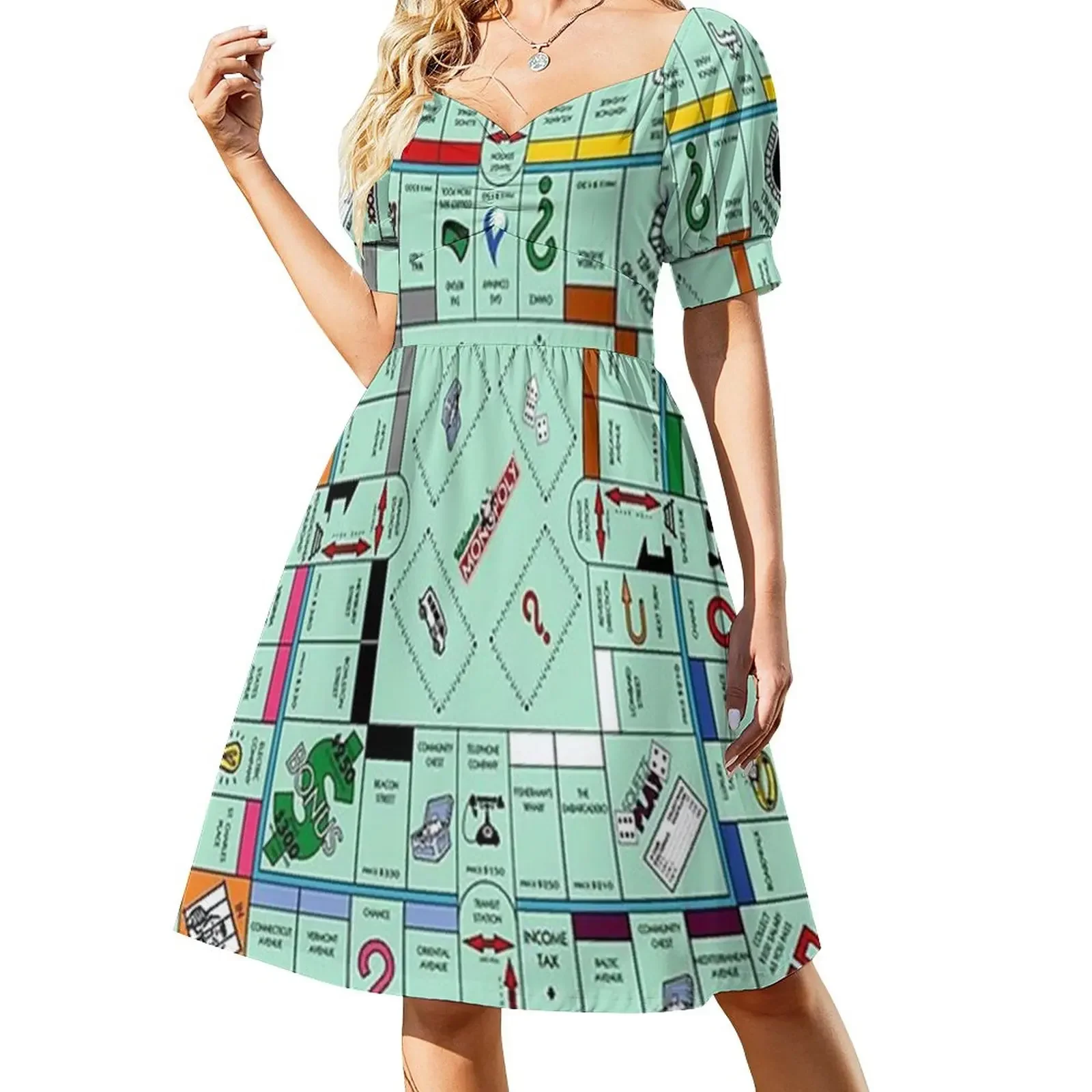 Monolopy Board Game Design Short-Sleeved Dress Long veiled dresses summer dress daily
Monolopy Board Game Design Short-Sleeved Dress Long veiled dresses summer dress daily
