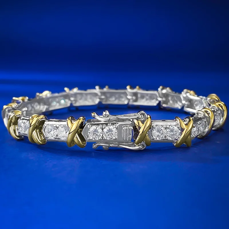 Heavy Industry New S925 Silver Electric Gold Split XO Diamond Double Color Bracelet European and American Retro Fashion
Heavy Industry New S925 Silver Electric Gold Split XO Diamond Double Color Bracelet European and American Retro Fashion