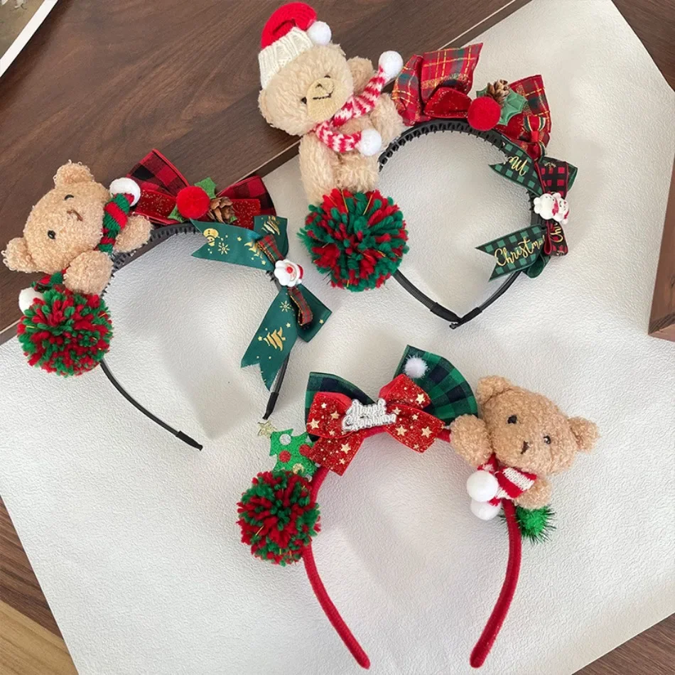 Christmas Plaid Bow Headband with Plush Bear Xmas Pom Pom Hair Hoop Cute Holiday Party Hair Accessories for Kids and Women ZX07
Christmas Plaid Bow Headband with Plush Bear Xmas Pom Pom Hair Hoop Cute Holiday Party Hair Accessories for Kids and Women ZX07
