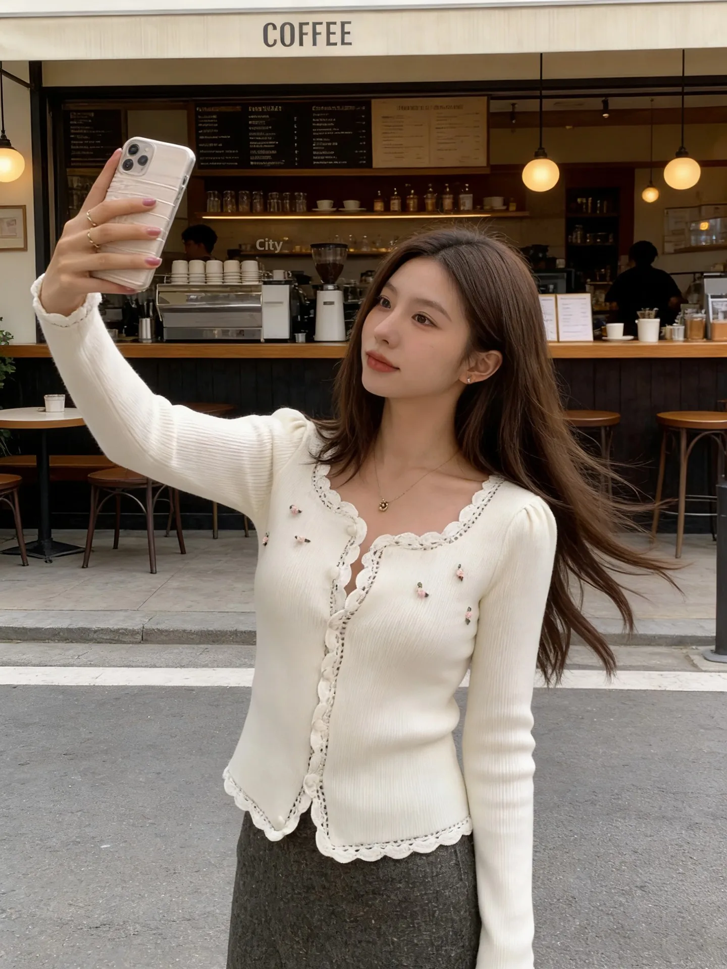 Ele White Lace Trim Rose Embroidery Knitted Cardigan Women's Slim Fit Design Folded Sve Sweater for Autumn And Winter
Ele White Lace Trim Rose Embroidery Knitted Cardigan Women's Slim Fit Design Folded Sve Sweater for Autumn And Winter