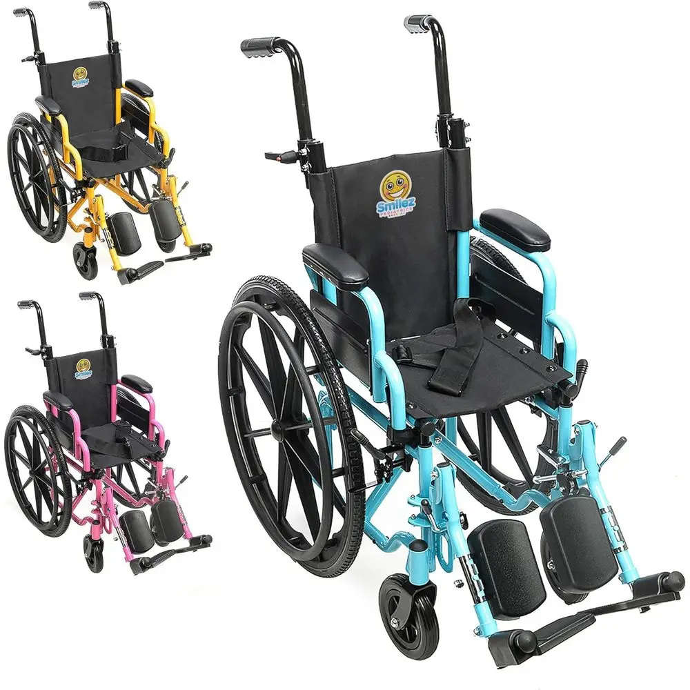 Adjustable Pediatric Wheelchair - 12 or 14, Narrow Size, with Cushion, Seat Belt, Anti-Tippers, Padded Armrests, Leg Supports, a
Adjustable Pediatric Wheelchair - 12 or 14, Narrow Size, with Cushion, Seat Belt, Anti-Tippers, Padded Armrests, Leg Supports, a
