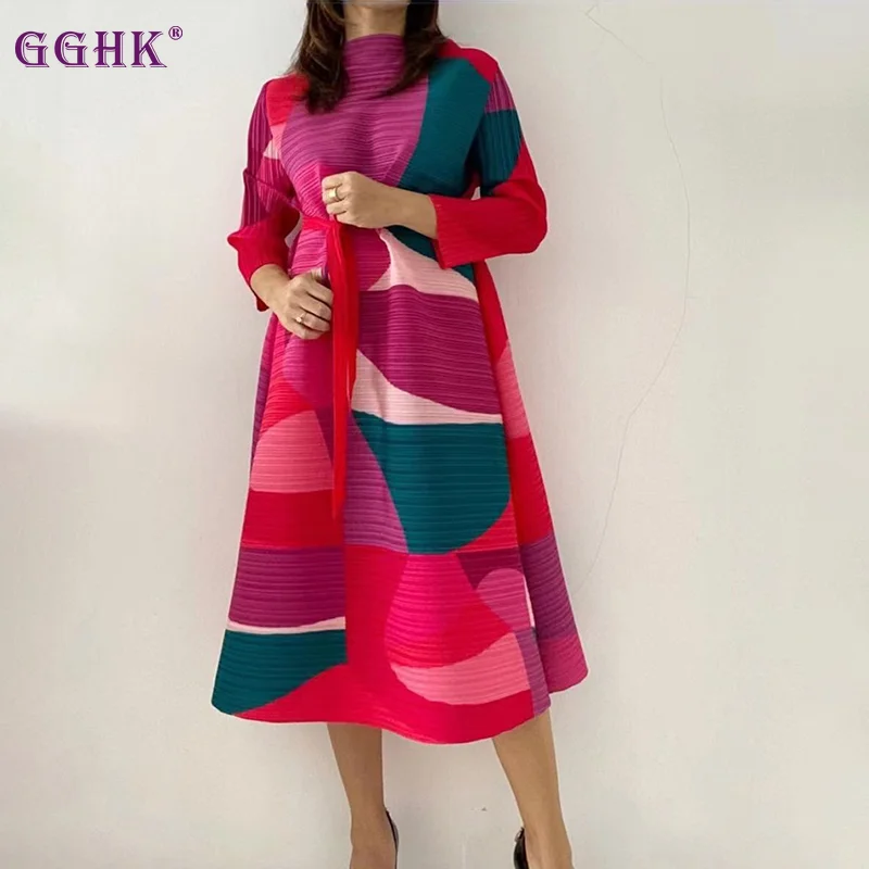 GGHK 2023 Pleated Dress (Women's) Geometric Pattern Belt Large Size Long Sweet Casual New Spring and Fall Fashion Tide Point
GGHK 2023 Pleated Dress (Women's) Geometric Pattern Belt Large Size Long Sweet Casual New Spring and Fall Fashion Tide Point
