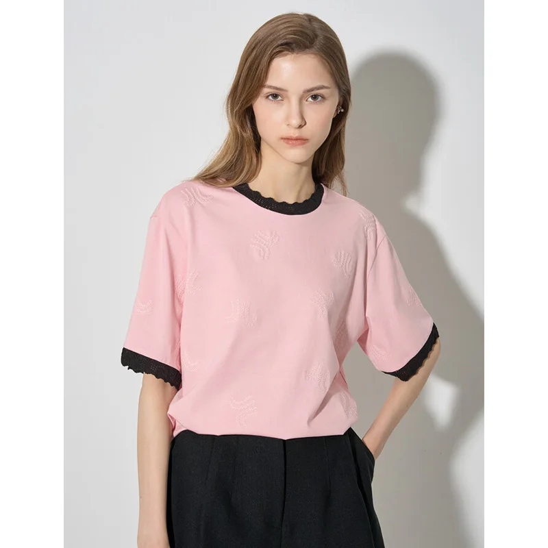 Slimming Knitted Neline T-irt Women's Summer Hollow out Embroidery Logo Casual Loose Fit ort Sve round Ne Top
Slimming Knitted Neline T-irt Women's Summer Hollow out Embroidery Logo Casual Loose Fit ort Sve round Ne Top