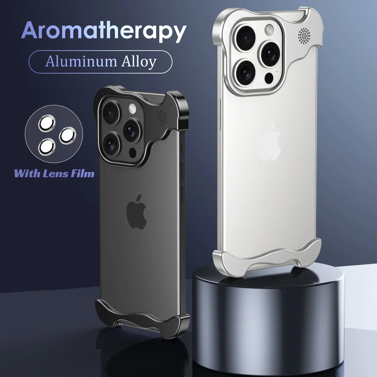 Irregular metal aromatherapy case for iPhone 16/15Pro Max Plus with lens film protection bezel-less aluminum alloy case
Irregular metal aromatherapy case for iPhone 16/15Pro Max Plus with lens film protection bezel-less aluminum alloy case